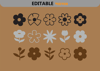Poster - Collection of simple flower and plant vector icons