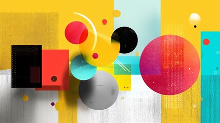 Poster - Colorful abstract artwork featuring geometric shapes and vibrant patterns depicting modern artistic expression