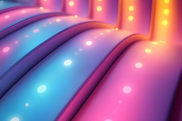 Poster - Abstract Neon Wave Pattern with Glowing Lights and Vibrant Colors