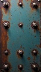 Wall Mural - close-up shot of numerous metal rivets on a textured metallic background industrial, grunge, and mec