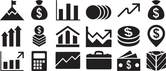 Poster - Isolated Investment Finance Icon Set, Modern Editable Black Stroke, Line Art Style, Money Symbols, Financial Tools, Banking Elements, Wealth Management, Budget Planning, Minimal Vector Illustration