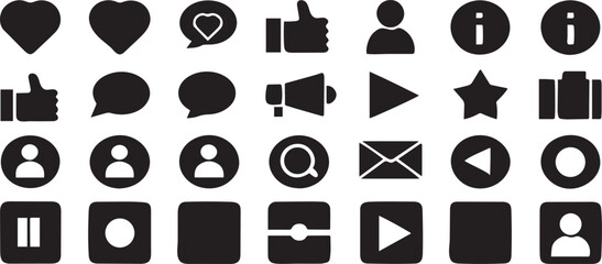 Poster - Social media digital communication solid black icon set modern