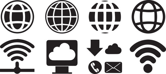 Poster - Internet connectivity icons editable black stroke modern style
