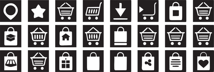 Poster - Shopping ecommerce icon set modern editable black line art