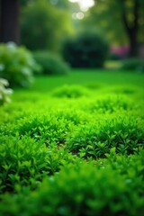 Wall Mural - lush green groundcover completely blankets the earth, suppressing weeds and creating a vibrant, natu