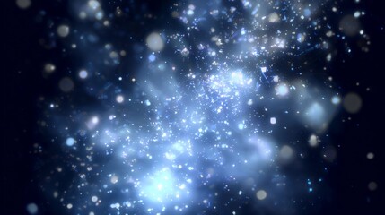 Poster - Abstract blue particles swirling, flowing, and creating a mesmerizing visual effect in the vastness of space, perfect for digital art, motion graphics, and visual effects projects