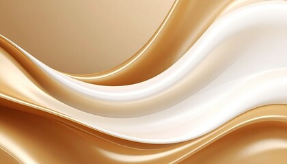 Poster - Smooth flowing abstract background with shiny golden and cream colored waves and soft elegant curves