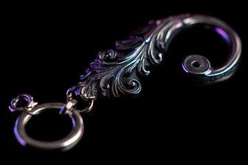 Poster - Intricately designed metal ornament featuring elegant carvings displayed against a dark background