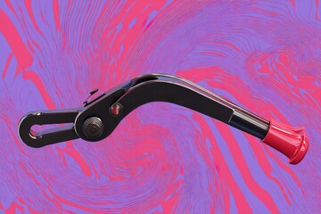 Poster - Unique lever handle in contrasting colors on a vibrant abstract background featuring a swirl pattern