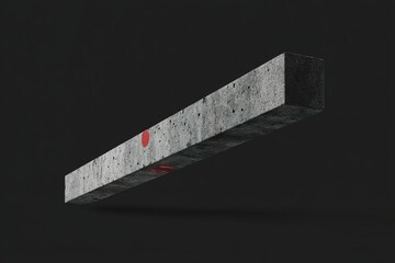 Poster - Concrete block suspended in air with a red dot in a minimalistic setting emphasizing modern design and artwork