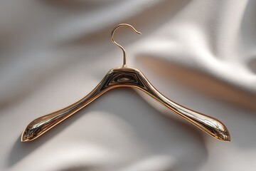 Poster - Unique gold hanger on smooth fabric background highlighting modern design and elegance