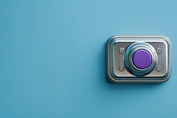 Poster - Colorful button on a bright blue background for digital art and design applications