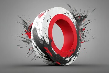 Poster - Unique artistic tire design with vibrant colors and dynamic paint splashes created in a studio setting
