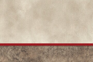 Poster - Textured wall and floor design showcasing a blend of earthy tones with a vibrant red accent line