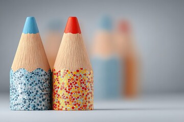 Poster - Colorful pencils stand out on a minimalist background, showcasing design and craftsmanship in art supplies