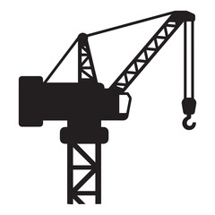 Poster - Construction crane flat style clipart design vector art and illustration Silhouette white Background