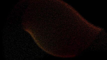 Poster - Fiery orange and black particle wave, futuristic dust hologram shape evolution, modern animation background concept 3D visual