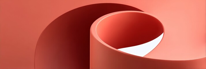 Poster - Abstract Coral Swirl Design - Elegant coral-toned abstract featuring a swirling cylindrical form. Perfect for modern backgrounds or design projects