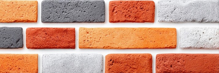 Poster - Brick Textures Variety Pack - Collection of various brick textures, colors, and shades for construction and design projects. High-resolution