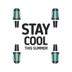 Poster - Summer Drink Concept: Four Layered Cocktail Illustrations with 