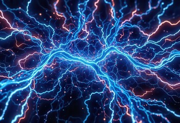 Poster - Electric landscape showcasing vibrant blue and pink lightning effects