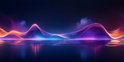 Fototapete - 3D render of an abstract background with blue wave, abstract background with colorful waves and wavy lines in a red, blue, and purple gradient, flowing fabric, 