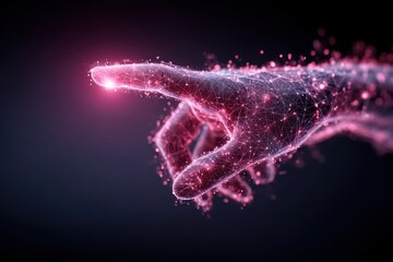 Fototapete - A futuristic hand with glowing plexus, symbolizing technology and innovation, connection and network, a visual representation of modern digital advancement and human augmentation.