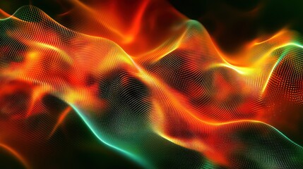 Poster - Abstract Orange and Green Energy Waves