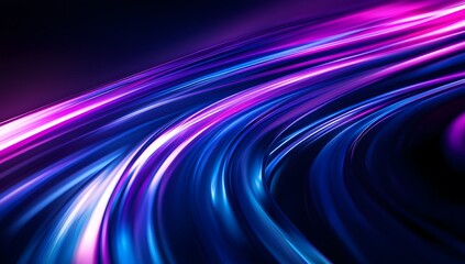 Fototapete - Abstract blue and purple motion light against a black background, with light effects, motion blur, blurred edges, flowing curves, in a modern,