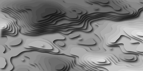 Poster - Abstract wavy line paper cut white background. Topographic geometric map relief texture with curved layers and shadow. Abstract soft white background with waves.