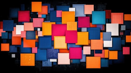 Poster - Colorful assorted squares floating against a darker textured backdrop