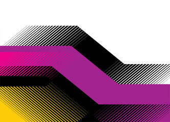 Poster - Vector divided background of broken lines with bright striped elements. Geometric pattern of yellow, pink and black lines. for advertising, packaging, posters, announcements.. Place for text. Slide