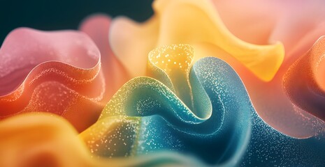 Fototapete - Abstract fluid multicolored shapes on a dark background. Modern, creative banner for your design project, web poster, 