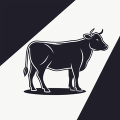 Fototapete - Black cow livestock animal vector illustration agricultural mammal symbol farm design.
