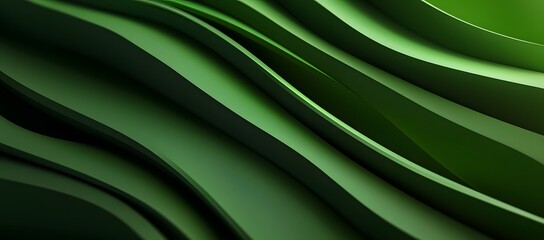Fototapete - Abstract green background with shapes, curved lines, and gradients. Elegant, 3D rendering,