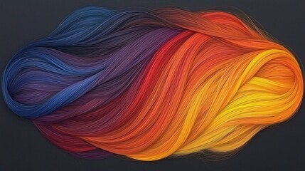 Poster - Vibrant colored strands cascading across a darkened neutral background