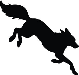 Poster - Dynamic Silhouette of a Fox Leaping on a White Background, Studio Shot                                                                                