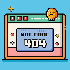 Poster - Retro Handheld Console with Error Message, Pixel Art Style, on Light Blue Background.                                                                 