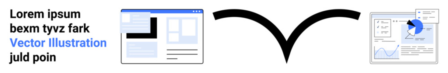 Website interface transitioning to analytical report featuring graphs and charts. Ideal for data analysis, business growth, project management, IT services, digital transformation, marketing