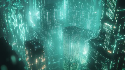 Poster - Neon Cityscape: A Futuristic Digital Metropolis