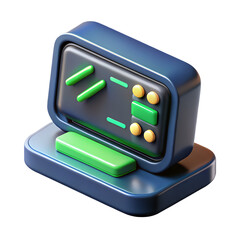 Poster - A detailed 3d rendering of a minimalist alarm clock icon on a transparent background in a modern design.
