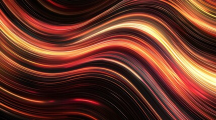 Poster - Abstract fiery waves, dynamic swirls of orange and red