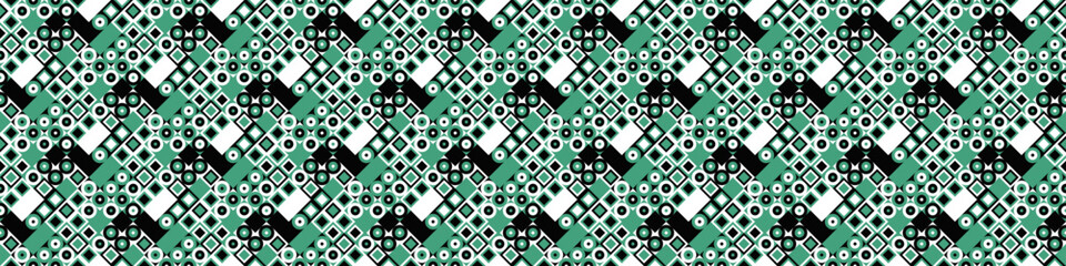 Poster - horizontal geometric mosaic pattern background - seamless repeating abstract vector design from simp