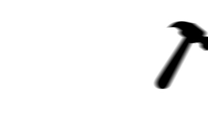 Poster - Animation set, hammer symbol. Animations: transparency, zooms, transition top to down, transition left to right, slide up to down, slide left to right