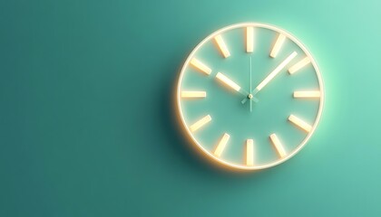 Leinwandbilder - Soft 3D vector clock icon with glowing hands on a pastel green background