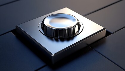 Leinwandbilder - A metallic 3D volume control icon with smooth details, resting on a sleek dark gray surface with sharp shadows