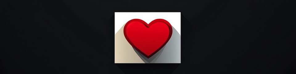 Leinwandbilder - Flat red heart vector icon inside a square on a white-to-black gradient background