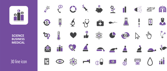 Thirty science business medical icons set set of vector icons for your design