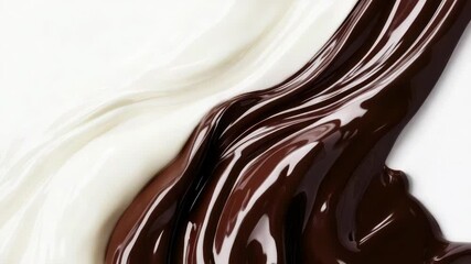 Poster - A close-up shot of a delicious-looking chocolate swirl on a white background