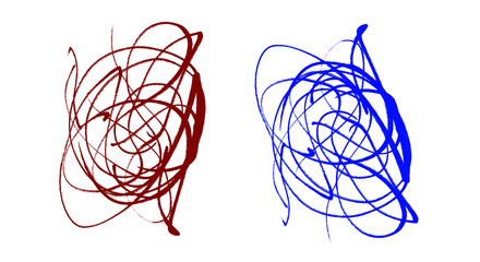 Fototapete - Abstract Scribble Art Duo A Dynamic Display of Red and Blue Hues on Transparent Backdrop A Modern Artistic Expression for Creative Projects